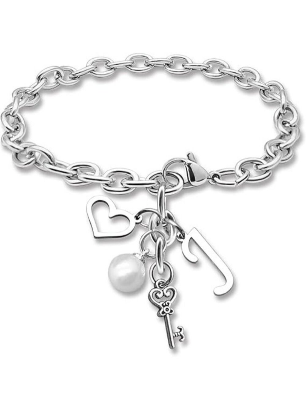 Letter J Initial Bracelet Stainless Steel Chain Bracelet Alphabet